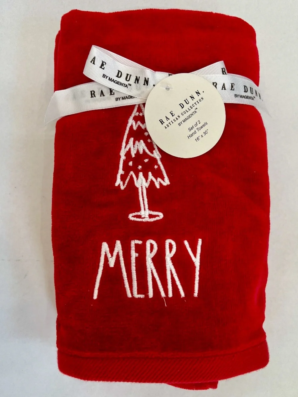 Rae Dunn Artisan Collection - Pair of Handtowels Holiday Theme